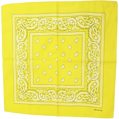 Raylarnia Bandana Multi-Purpose 100% Cotton Headbands for Women, 22 inch Paisley Cowboy Bandanas for Men - color: Yellow