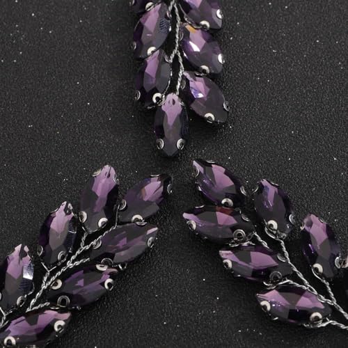 3pcs Purple Rhinestones Hair Piece Set for Wedding Bridal Vintage Hair Styling Jewelry for Women Girls Prom Banquet (Purple) - color: Purple