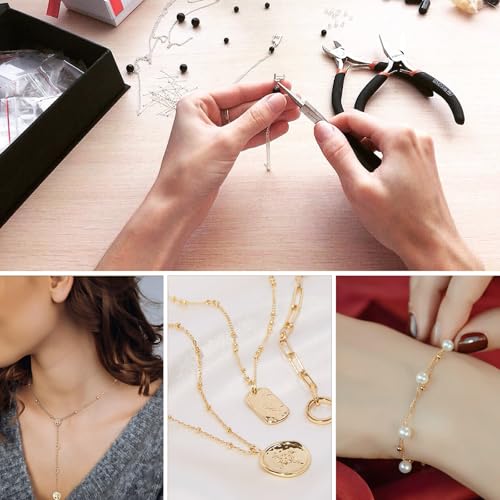33 Feet 18K Gold PVD Plated Satellite Chain Roll, 2mm 304 Stainless Steel Gold Ball Beaded Cable Link Chains Spool Bulk for Jewelry Making DIY Craft - color: Gold Small Beads Satellite Cable Chain