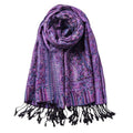 AUSEKALY Pashmina Feel Shawls Wraps for Women Rave Scarf Soft Silky Reversible Men Scarves - color: Purple Black