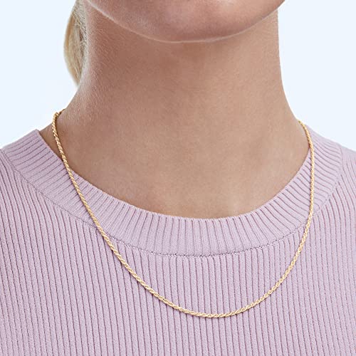 Amazon Essentials Sterling Silver Diamond Cut Rope Chain Necklace - color: Yellow Gold, size: 18"