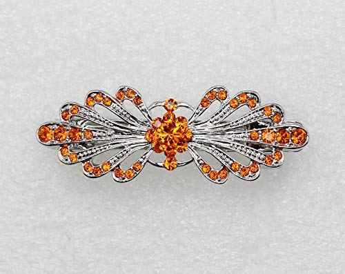 Faship Orange Small Mini Floral Hair Barrette Clip - color: Orange
