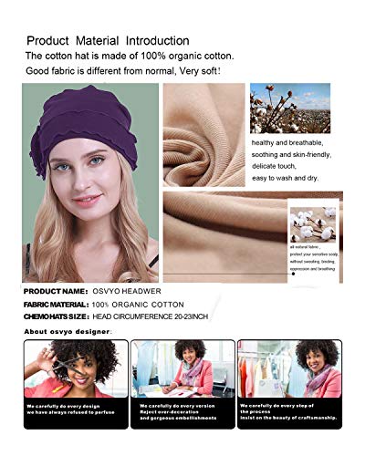 osvyo Chemo Headwear Turban Cap for Women - Cancer Beanie Hair Loss Sealed Packaging - color: Cotton Black