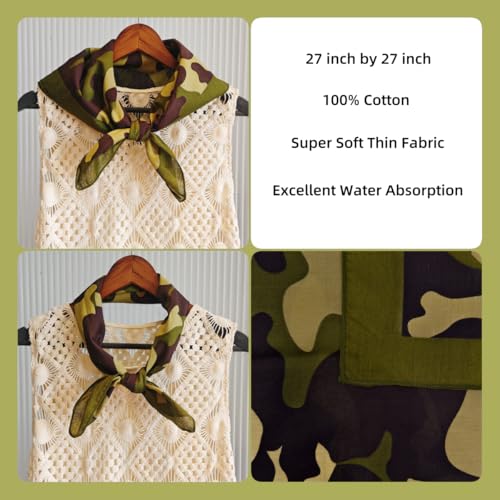 Bandana Single Pack Soft Thin 27 inch Cotton Paisley Extra Large Headwear - color: Camo