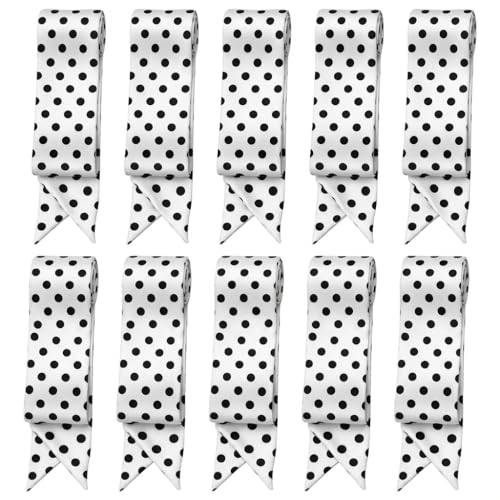 10 Pcs Long Thin Small Skinny Scarf Satin Neck Tie Ribbon Choker for Women Girls - color: Dot White