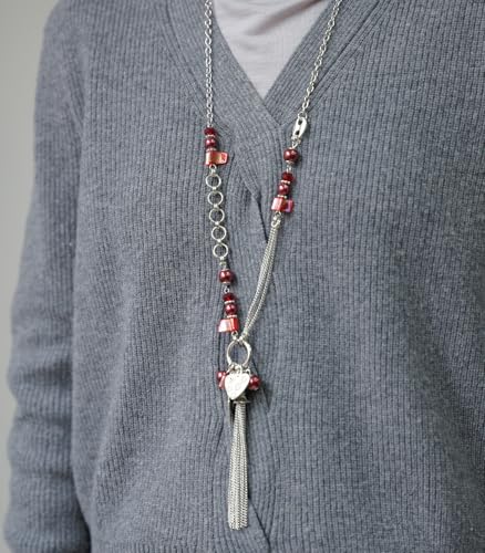 FULU AUTUMN Long Necklaces for Women Trendy Long Chunky Beaded Necklace Boho Fashion Costume Jewelry Mothers Day Gifts for Her - color: 95-Red