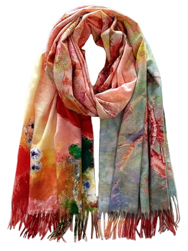 VENVSBEE Reversible Scarf Soft Large Shawl Wrap Blanket Double Sided Art Print Warm Pashmina Stoles Klimt Van Gogh Gifts - color: Art 12