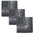 Motique Accessories Set of 3 Paisley Bandanas – 100% Cotton 22 Inch Head Scarf Neck Bandana Face Cover - color: Dark Grey