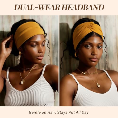 Awumbuk Wide Headbands for Women, 7.08 Inch Thick Boho Turban Style Hair Wraps, Non-Slip Moisture-Wicking Workout Headband for Sports, Yoga, Daily Fashion, 8 Pack Multi Colors (pink) - color: pink