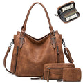 lapsting Hobo Bags for Women Handbags Purse Ladies Boho Shoulder Bag Crossbody Purses Faux Leather - color: G - 15inch Brown - Black Metal