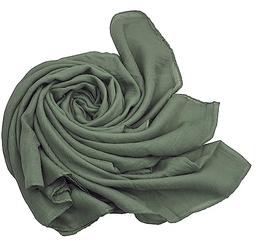 woogwin Women's Cotton Scarves Lady Light Soft Fashion Solid Scarf Wrap Shawl - color: New Armygreen