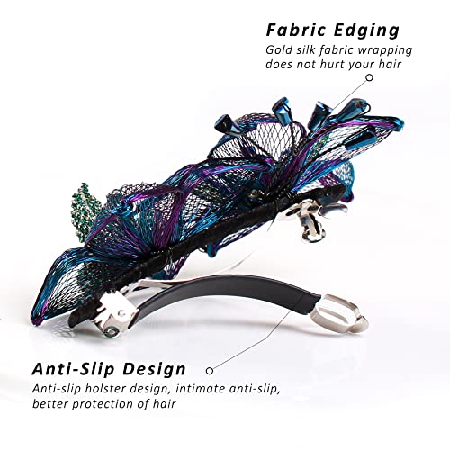 Mistofu 3.93Inch DIY Copper Wire Metal Hand-woven High-level design Barrettes Elegant Hair Accessories, Gifts for Women Girls (Gradient double flower) - color: Gradient double flower