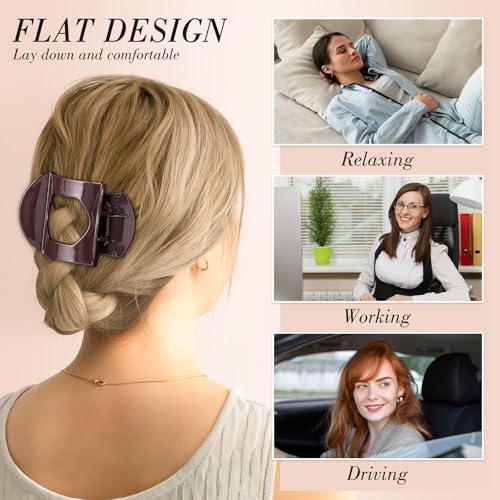 Obeoby 6 Pcs Flat Hair Clips, Medium Flat Claw Clips for Women Girls French Hair Barrettes Accessories - color: Multicolor