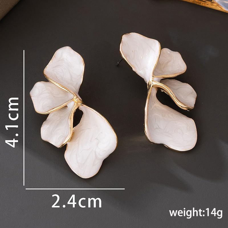 Chunky Earrings Big Statement Earrings for Women Trendy Large Floral Ginkgo Leaf Flower Earring Irregular Long Drop Dangle Earrings Chunky Jewelry - style: 1 - White