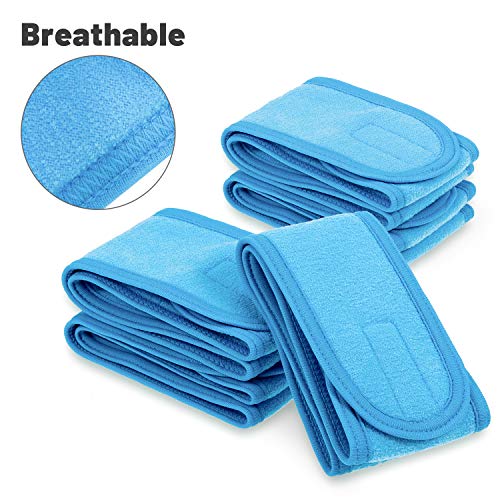 Whaline 4 PCS Spa Headband, Make up Hair Band, Stretch Terry Cloth Headband for Sport Yoga Shower (Blue) - color: Blue