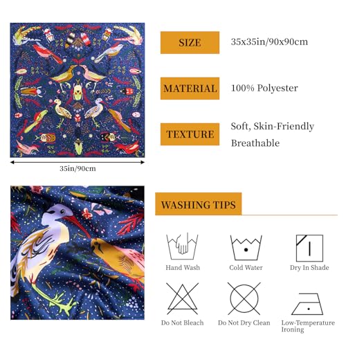 QIUTIMIY 35"x35" Like Silk Head Scarf for Women Satin Feel Large Square Scarf for Hair Wrapping and Sleeping Fashion Bandana - color: (90cm)square Scarf 16
