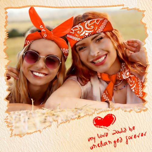 50 Pcs Bandanas Bulk Large Bandana Headband Paisley Cowboy Bandana Scarf Handkerchief for Women Men - color: Orange