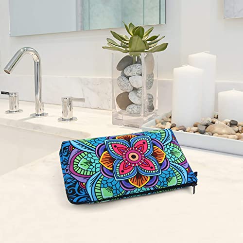 MAGEFY Small Makeup Bag, Portable Travel Cosmetic Bag Zipper Pouch Waterproof Makeup Pouch Multifunctional Small Bag for Women (1 pack, dark blue flower 0179) - color: dark blue flower 0179