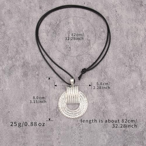 JAOYU Bohemian Necklaces for Women Leather Necklace Wood Pendant Choker Long Brown Necklace Chunky Circle Boho Hippie Jewelry - style: Boho Leather Necklace Women