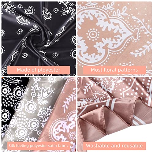 35 x 35 Women's Fashion Pattern Large Square Silk Like Hair Scarf Head Sleeping Wrap Satin Neck Bandana for Gift… - color: Green Black Pink - Retro - 3pcs