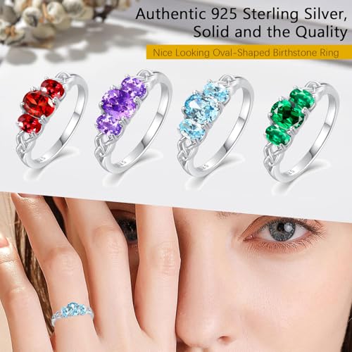Celtic Birthstone Rings for Women 925 Sterling Silver Celtic Knot Ring 3-Stone Promise Rings for Her Wife Birthday Anniversary Wedding Jewelry - color: 03-Mar-Aquamarine