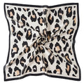 CHUNG Women's Scarf Hair Bandanas Square 27.5" Satin Wrap Fashion Pattern Scarves Emulation Silk Handbag Ribbons Necktie - color: Beige Leopard