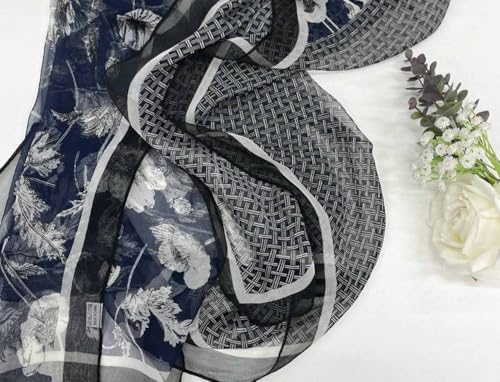 Xyueanlo Fashion Scarves for Women Lightweight Elegant Scarf Sunscreen Wraps Shawls - color: Orchid Navy Blue