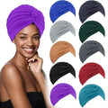 Barelove 10 Pieces Stretch Turbans Chemo Head Wrap Cancer Head Beanie Twisted Turban Cap Cover Hats for Women
