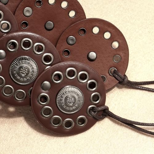 Women Western Disc Belt Boho Disk Concho Leather Belts Adjustable Knot Tie Waist Belts for Dresses - color: Brown