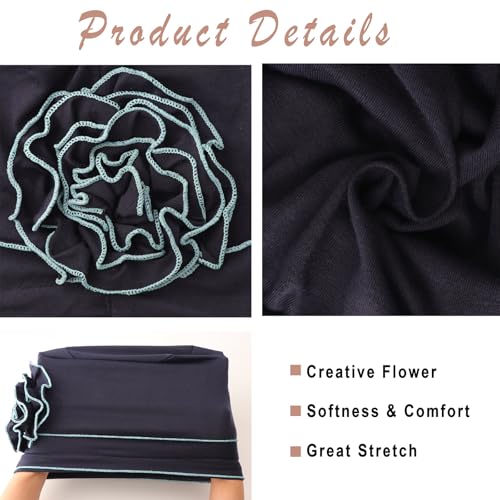 DRESHOW 4 Pcs Cotton Beanie Turban Headwear for Women Elastic Chemo Hats Soft Cancer Headwear Covers Wraps for Women's Hair