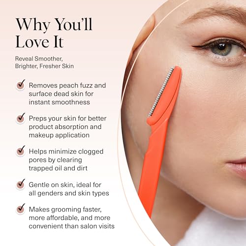 Kitsch Dermaplane Razor for Women Face – Face Razors for Women & Men, Eye Brow Razors & Face Shaver – Exfoliating Facial Razor & Dermaplaner as Skin Care Tool for Smoother Skin - Coral, 6 pcs - color: Coral, size: 1 Count (Pack of 6)