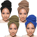 Head Wraps for Black Women African Head Wrap Lightweight for Women Long Plain Turban Hair Scarf Scarves - color: 4 Pcs-black,camel,army Green,royal Blue