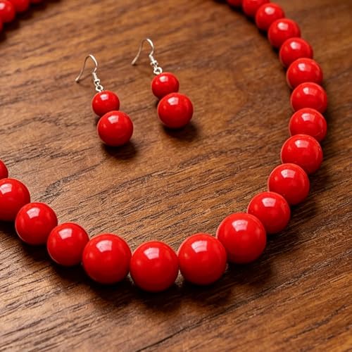 Red Beaded Necklace for Women Choker Gold Toggle Clasp Layered Stack Dainty Statement Western Boho Trendy Summer Vacation Necklaces Birthday Jewelry Gifts - color: B6:Red Beaded Necklace