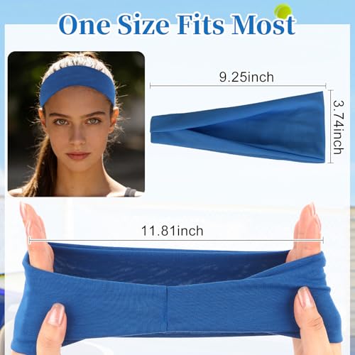 YARIEW 6Pcs Headbands Paisley Bandanas Head Bands Sweat Band Hair Wrap Headwrap Fashion Boho Wide Thick Workout Yoga Elastic Headbands Mens Cooling Running Sports Headband Sweatbands for Women and Men - color: Dark Gray, Brown, Maroon, Light Blue, Dark Gr