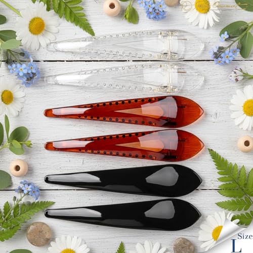 RC ROCHE 6 Pcs Duck Bill Alligator Hair Clips for Women Sectioning Flat Claw Long Thick Hair Inner Teeth Curved Styling Jaw Strong Secure Grip Salon, Large Black, Brown, Clear - color: (Large) Black, Brown, Clear