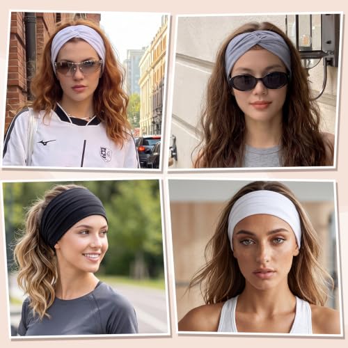 obeoby 6 Pack Head Wraps for Women, Wide Headbands for Women's Hair Non Slip 6inch Thick Turban Knotted Hair Bands for Lady Large Boho African - color: Black,white,grey