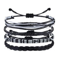 Beach Summer Ankle Bracelet for Women Handmade Braided Adjustable String Anklets Waterproof Surfer Bracelet - color: Black