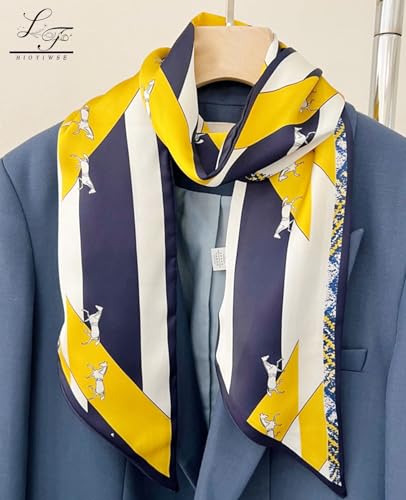 Hioyiwse Head Scarf Hair Neck Scarves For Women Purse Bag Scarfs For Handbags Silky Long Thin Satin Headscarf Fashion - color: B24-yellow Lightning Horse