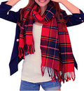 Wander Agio Women's Fashion Long Shawl Big Grid Winter Warm Lattice Large Scarf - color: Red Blue