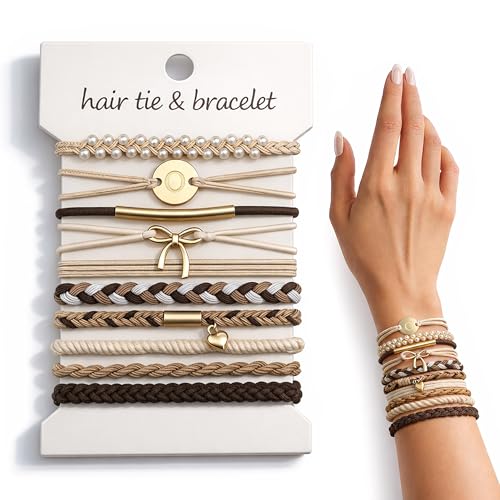 Boho Hair Ties, 10 PCS Cute Bands for Thick or Thin Hair, No Damage Elastic Bracelets, Hair Accessories for Women-Letter O