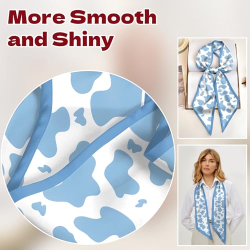 Head Hair Scarf Neck Silk Feeling Scarves Long Thin Satin Fashion Handbag Cute Decoration Women Girls 59 * 6.7'' - color: O-14-blue