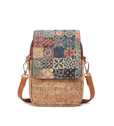 myfriday Vintage Crossbody Phone Bag for Women, Small PU Leather Shoulder Purse and Handbag - color: B-starlight Brown