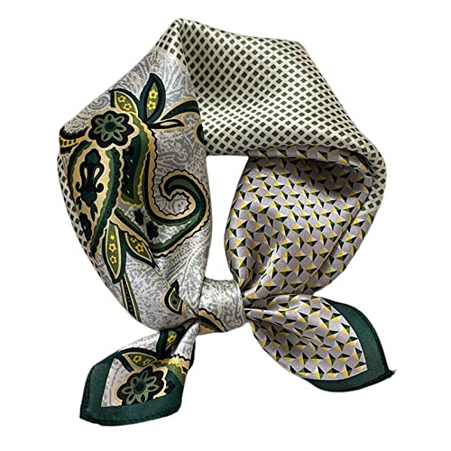 Aufeel Women's 100% Pure Mulberry Silk Small Square Scarf - Neckerchief Women - Silk Headscarf - 21" x 21" - color: Army Green