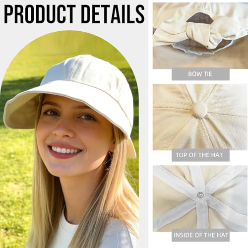 Women Wide Brim Sun Hat Adjustable Packable Beach UV Protection Gardening Hats - color: Beige-01