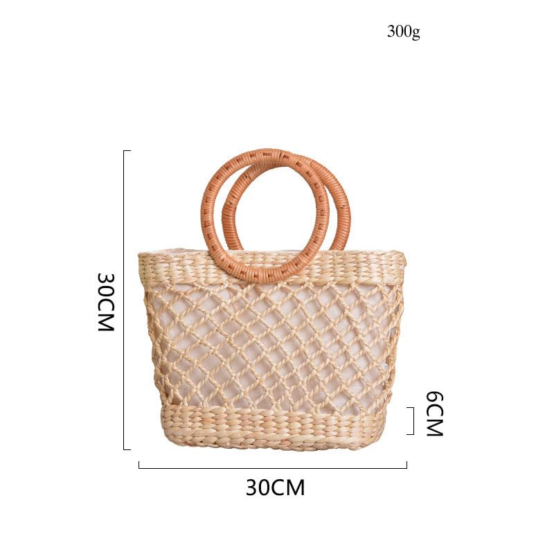 Women's Straw Shoulder Bag Women Large Woven Bag Round Handle Ring Tote Purse Retro Handbags Summer Travel Beach Handbag Hand Woven Straw Large Hobo Bag Big Capacity Handmade Bag for Girls Women E - color: Women's Straw Bag E