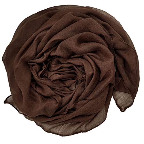 woogwin Women's Cotton Scarves Lady Light Soft Fashion Solid Scarf Wrap Shawl - color: Coffee