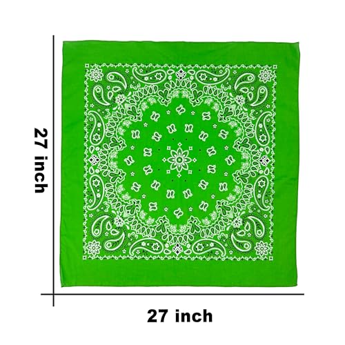 Bandana Single Pack Soft Thin 27 inch Cotton Paisley Extra Large Headwear - color: Green