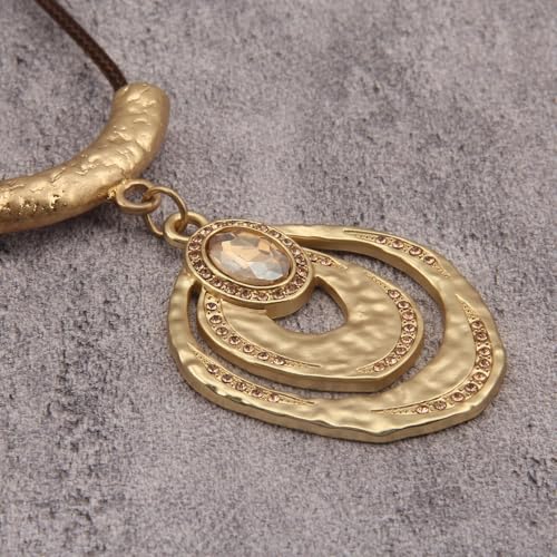 Leather Necklace for Women Vintage Boho Necklaces Black Cord Choker With Pendant Casual Chunky Leather Necklace Trendy - style: Funky Statement Necklace