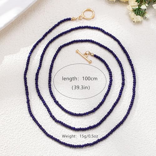 Red Beaded Necklace for Women Choker Gold Toggle Clasp Layered Stack Dainty Statement Western Boho Trendy Summer Vacation Necklaces Birthday Jewelry Gifts - color: E:Blue Beaded Necklace
