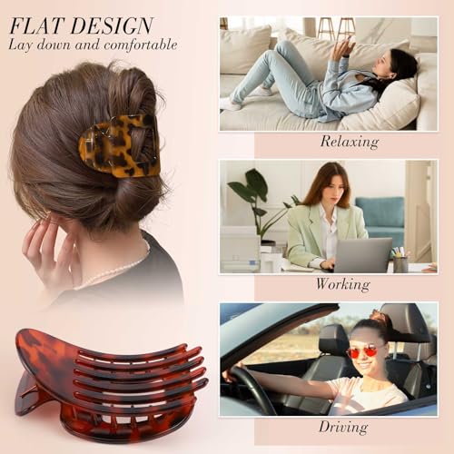 Obeoby 6 PCS Flat Claw Clips for Women, French Flat Hair Clips Large Hair Barrettes Accessories (Tortoiseshell) - color: Tortoiseshell